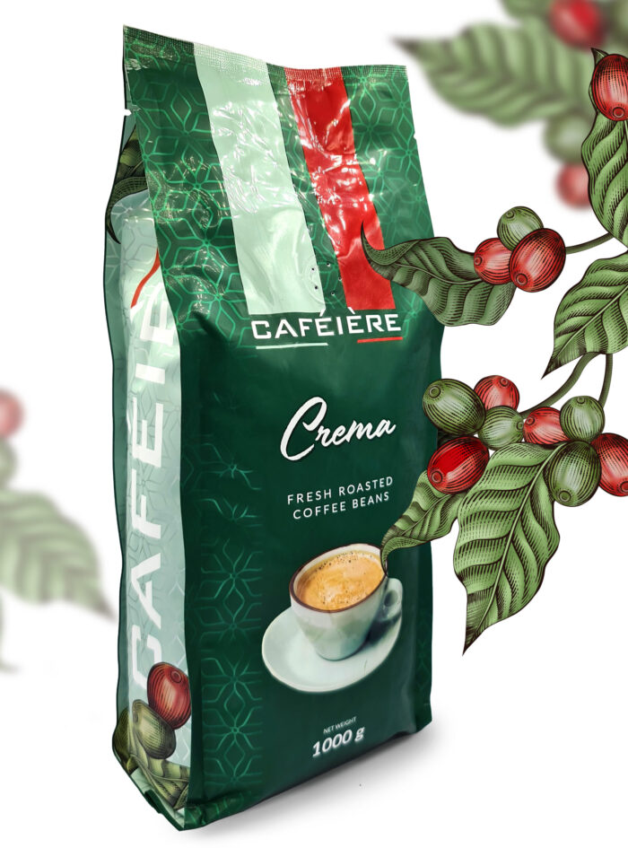 Kawa ziarnista CAFEIERE Crema 1000 g – opakowanie z ziarnami kawy