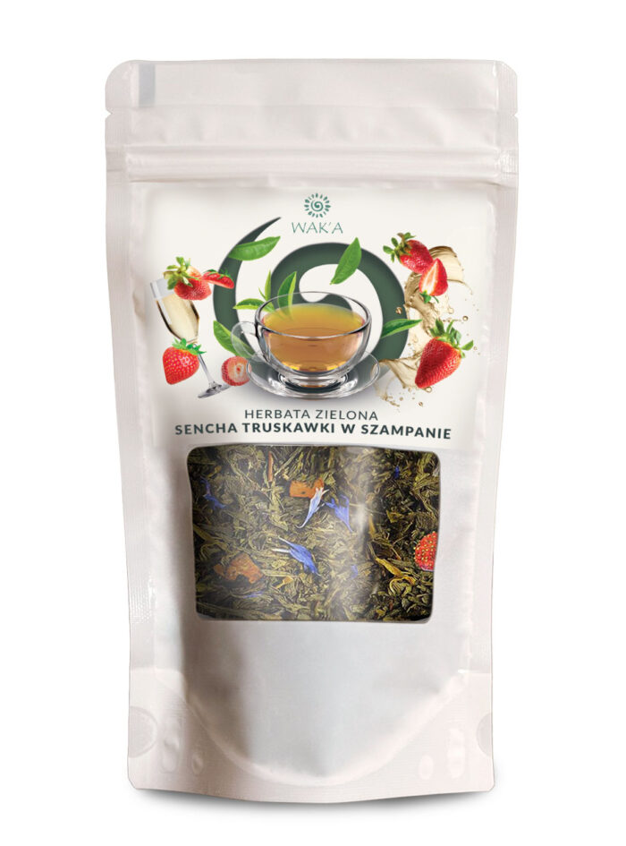 WAKA Herbata zielona Sencha Truskawki w Szampanie, 100g