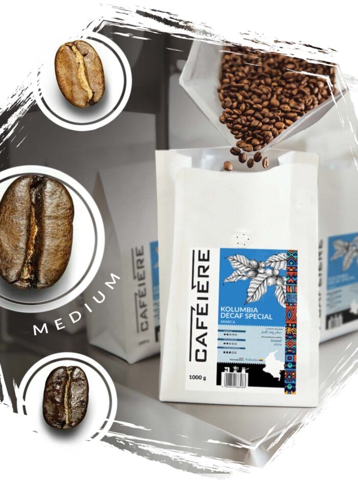 cafeiere Colombia Decaf stopień palenia kawy średni